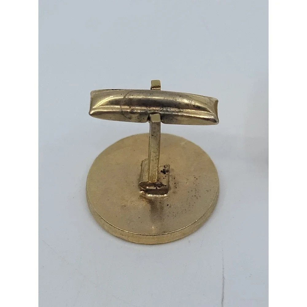 Gold Tone Circle‎ Cufflinks Unmarked Estate Cleanout Jewelry Find